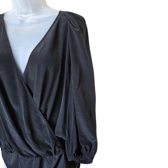 BCBGMaxAzria Charcoal Wrap Blouse - Picture 3 of 9